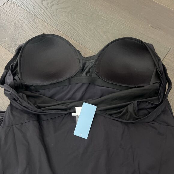 Yonique Solid Black One Piece Swimsuit Women's Size 24W NWT - Picture 5 of 5